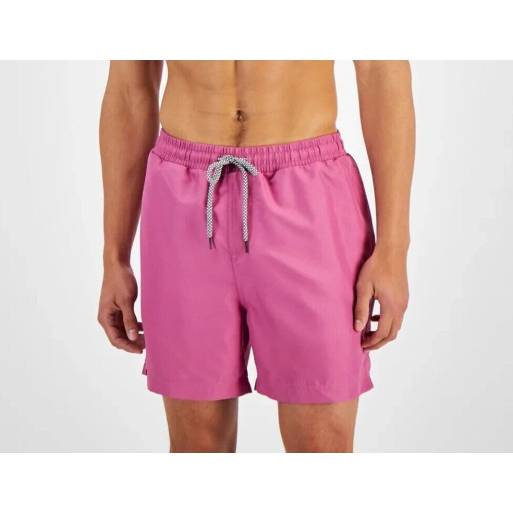 I.N.C. Men's NEW Solid Fiery Pink 5" Quick Dry Swim Shorts Trunks S Small - Picture 2 of 2